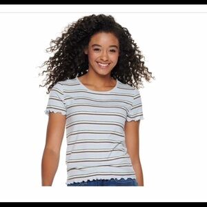 Juniors' SO Ribbed knit Baby Tee blue XL